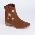 Bota Infantil Menina Kidy Estrelas Marrom Glitter Delicada Brilho Confortável Western