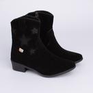 Bota Infantil Menina Kidy Folk Boho Estrelas Preto Delicada Moderna Leve Confortável
