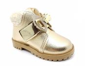 Bota Infantil Menina Molekinha Laço Dourado Creme Glitter 2126516