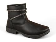 Bota Infantil Ziper Montaria Fuffy Tira Com Pedraria Preto
