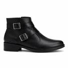 Bota Leruchel Cano Baixo Detalhe Fivela Couro Preta