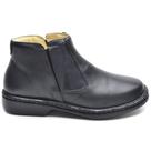 Bota Masculina Anti-Stress Ortopédica para Diabéticos em Couro de Carneiro Preta