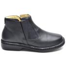 Bota Masculina Anti-Stress Ortopédica para Diabéticos em Couro de Carneiro Preta