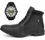 Bota Masculina Casual Zíper Lateral Com Relogio