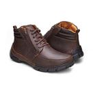 Bota Masculina Conforto Couro Ziper Cafe Leveterapia
