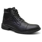 Bota Masculina Coturno Casual material sintético Zíper Lateral Antiderrapante Confortável