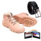 Bota Masculina Coturno Casual Moderno Para Fazer Trilha Cano Baixo + Carteira + Cinta