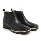 Bota Masculina Country Botina Elástico Confortável Bordado Couro