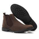 Bota masculina couro marrom camurça botina chelsea casual