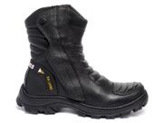 Bota Masculina Couro Motoqueiro Cano Longo Militar Proteção De Marcha Palmilha Em Gel