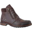 Bota Masculina de Couro Coturno Casual com Zíper Calce Fácil Cor Café