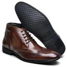 Bota Masculina em Couro Amarração Brogue Conforto Moderna Manutt