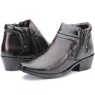 Bota Masculina em Couro Country Bico Fino Salto 5cm de Zíper