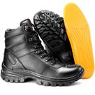 Bota Masculina Preta Casual Militar Couro Cano Curto Coturno Semi Impermeável