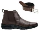 Bota Masculina Resistente Cano Médio Macia Solado Cosurado + Cinto