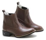 Bota Masculina RR Botas Lisa em Couro Com Elastico Bico Redondo