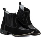 Bota Masculina RR Botas Texana Country em Couro Elastico com Bordado Bico Quadrado