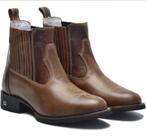 Bota Masculina RR Botas Texana Country em Couro Elastico com Bordado Bico Redondo