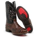 Bota Masculina Texana Escamada Western Cano Longo Bordado Bico Redondo