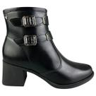 Bota Mississipi Feminina Salto Bloco Bico Fino Detalhe Fivela Original Cor:PretoTamanho:39