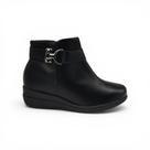 Bota Modare Cano Baixo Salto Anabela Ziper Lateral De Fivela Metálica Feminina 7085.104 (66506)
