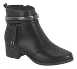 Bota Moleca Cano Baixo Salto Bloco Strass Conforto