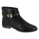 Bota Moleca Feminina Cano Curto Fivela Dourada Zíper Conforto