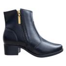 Bota Moleca Feminina Cano Curto Saltinho Zíper Dourado Conforto