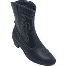 Bota Moleca Feminina Napa Berlim com Desenho em Costura e Salto 4,5cm Cor:PretoTamanho:39