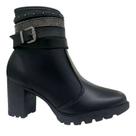 Bota Moleca Feminina Salto Bloco Strass Original Cor:PRETOTamanho:35