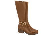 Bota Moleca Montaria Com Fivela Salto Bloco Caramelo