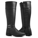 Bota Montaria Feminina Cano Longo Salto Baixo Com Ziper Lateral Bico Redondo Confortável e Macia