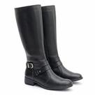 Bota Montaria Feminina em Couro Cano Longo Detalhe Fivela