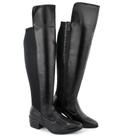 Bota Montaria Over The Knee Feminina Preta Ajustável Bico Fino Couro Lançamento Inverno