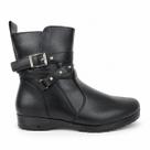 Bota Mooncity Feminina Cano Curto Baixa Preta Fivela
