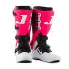 Bota Motocross Adulto Trilha Off Road Branco Rosa Jett Hi-Vis