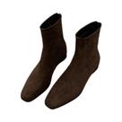 Bota Nude Com Zíper Traseiro E Salto Alto Para Mulheres, Elegante E Justa, Com Bico Quadrado