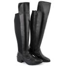 Bota Over Feminina Cano Alto Salto Baixo Zíper Confortável Preto Bota Over Feminina Cano Alto Salto Baixo Zíper Confortável Preto