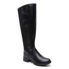 Bota Over The Knee Montaria Preta Feminina Tratorada Cano Alto Couro Lançamento Inverno