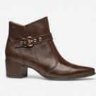 Bota Pegada Cano Curto Em Couro Marrom