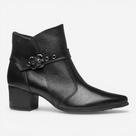 Bota Pegada Cano Curto Em Couro Preto