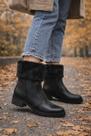 Bota Pegada Feminina Cano Curto Peluciada Preta