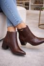 Bota Pegada Feminina Couro Salto Bloco Pinhão