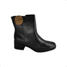 Bota Pegada Feminina em Couro Preto salto robusto 282301