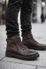 Bota Pegada Masculina Em Couro Com Cadarço Coffe