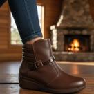 Bota Piccadilly Cano Curto Salto Médio Anabela Zíper Lateral