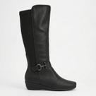 Bota Piccadilly Cano Longo Anabela Preta
