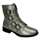 Bota Piccadilly Coturno Leci Fivelas Cano Curto 653006 Pewter