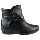 Bota Piccadilly Feminina Cano Curto Anabela Original Conforto Maxi Preta Cor:PretoTamanho:33