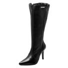 Bota Pierrô social conforto cano e salto altos couro cor preto